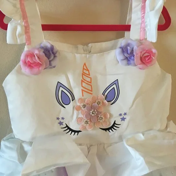 NEW Unicorn Sparkly Little Girls Tutu Dress for Dress Up or Parties - Picture 5 of 6